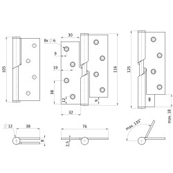 Pánty pridvihovacie (L), nosnosť 80 kg, brúsená AISI 304 Pánty pridvihovacie (L), nosnosť 80 kg, brúsená AISI 304